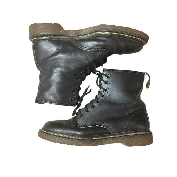 Doc Martens Black Leather AirWair Boots Combat Made in England Women's Sz 10 - Picture 1 of 12
